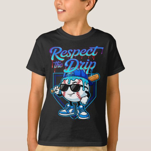 Baseball Drip Ice Cream Respect The Drip Home Plat T-shirt (Voorkant)