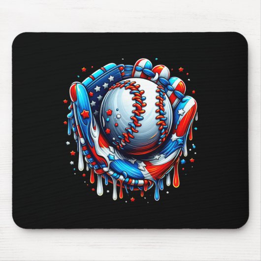Baseball Drip Ice Cream Sprinkles Baseball Glove 4 Muismat (Voorkant)