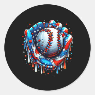 Baseball Drip Ice Cream Sprinkles Baseball Glove 4 Ronde Sticker