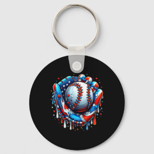 Baseball Drip Ice Cream Sprinkles Baseball Glove 4 Sleutelhanger