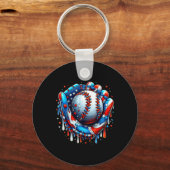 Baseball Drip Ice Cream Sprinkles Baseball Glove 4 Sleutelhanger (Voorkant)
