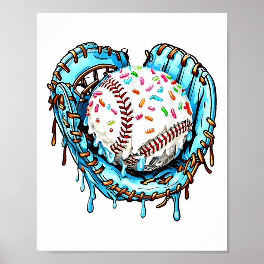 Baseball Drip Ice Cream Sprinkles Baseball Glove Poster (Voorkant)