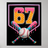 Baseball Drip Number 67 Fun Six Seven 6 7 Meme Des Poster (Voorkant)