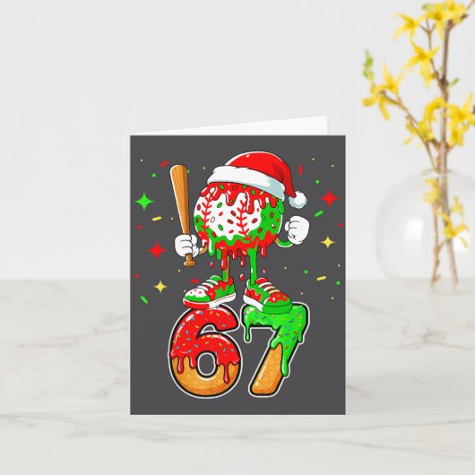 Baseball Drip Number 67 Meme Ice Cream Dripng Chri Kaart (Gele Bloem)