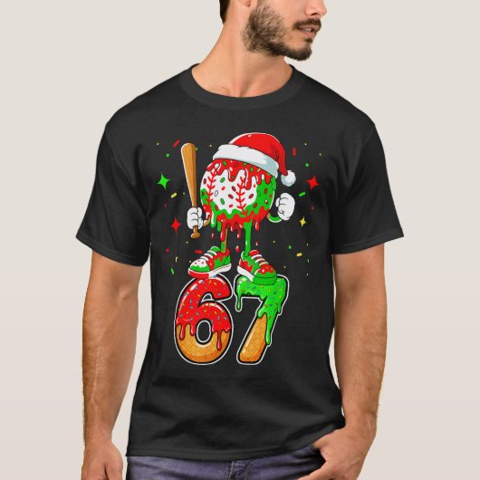 Baseball Drip Number 67 Meme Ice Cream Dripng Chri T-shirt (Voorkant)
