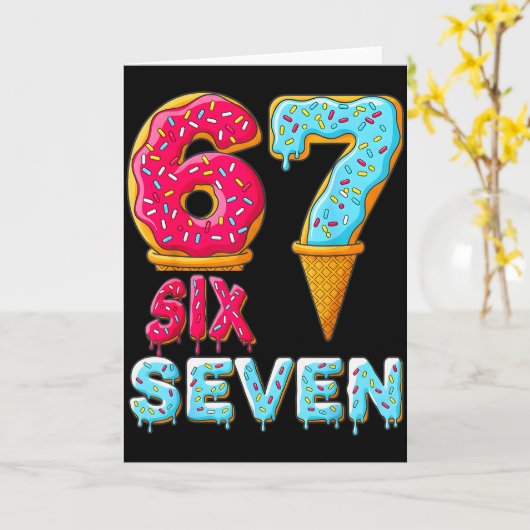 Baseball Drip Number 67 Player 67 Meme Ice Cream D Kaart (Gele Bloem)