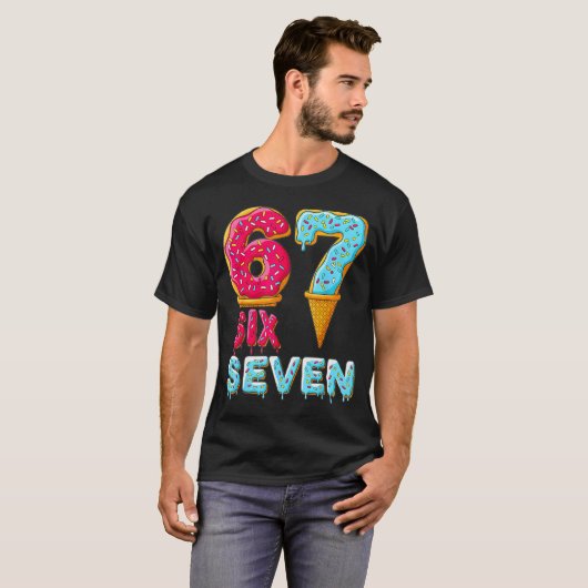 Baseball Drip Number 67 Player 67 Meme Ice Cream D T-shirt (Voorkant volledig)