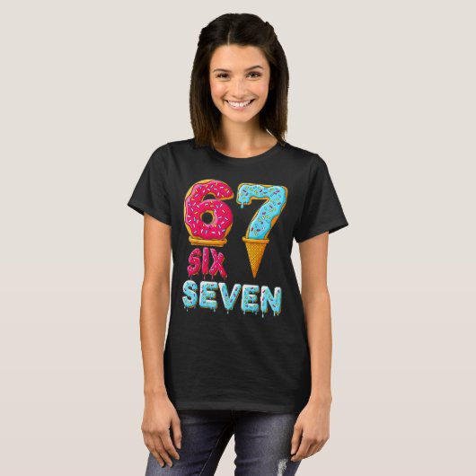 Baseball Drip Number 67 Player 67 Meme Ice Cream D T-shirt (Voorkant volledig)