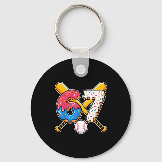 Baseball Drip Number 67 Player 67th Birthday Meme Sleutelhanger (Voorkant)