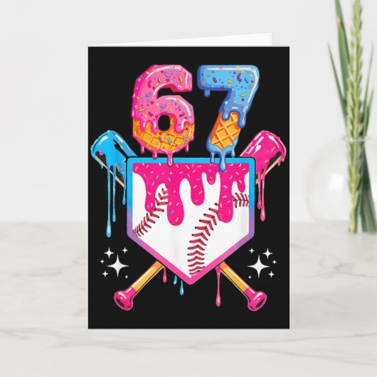 Baseball Drip Number 67 Player Or 67th Birthday Kaart (Voorkant)