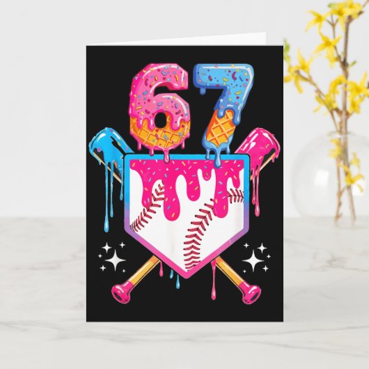 Baseball Drip Number 67 Player Or 67th Birthday  Kaart (Gele Bloem)