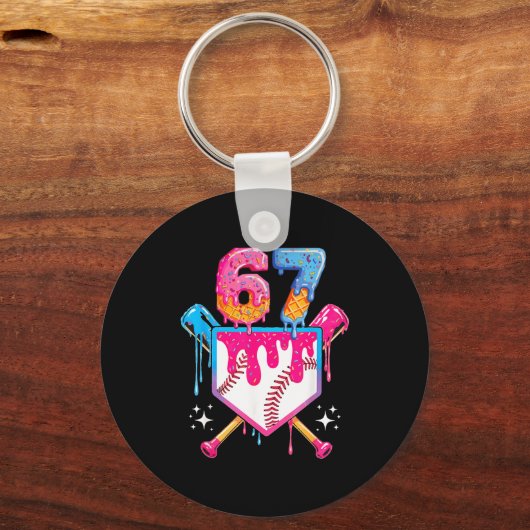 Baseball Drip Number 67 Player Or 67th Birthday  Sleutelhanger (Voorkant)