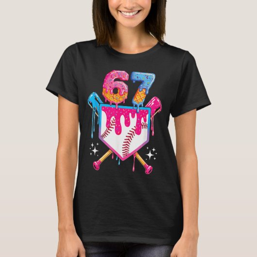 Baseball Drip Number 67 Player Or 67th Birthday  T-shirt (Voorkant)