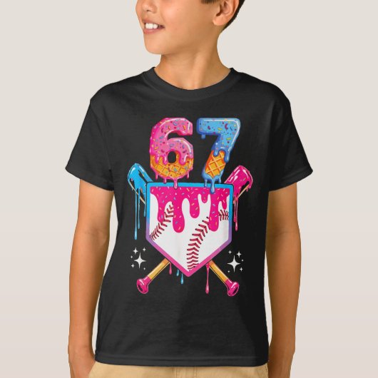 Baseball Drip Number 67 Player Or 67th Birthday T-shirt (Voorkant)