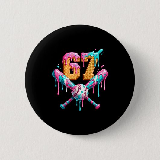 Baseball Drip Number 67 Player Ronde Button 5,7 Cm (Voorkant)