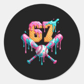 Baseball Drip Number 67 Player  Ronde Sticker (Voorkant)