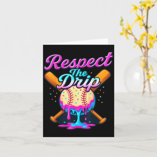 Baseball Drip Team For Boys Ice Cream Cool  Kaart (Gele Bloem)