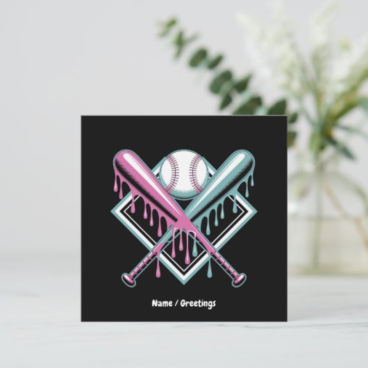 Baseball Drip voor Jongens Ice Cream Bat - Cool Yo Kaart (Staand voorkant)