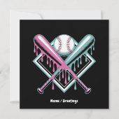 Baseball Drip voor Jongens Ice Cream Bat - Cool Yo Kaart (Voorkant)