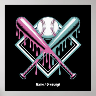 Baseball Drip voor Jongens Ice Cream Bat - Cool Yo Poster