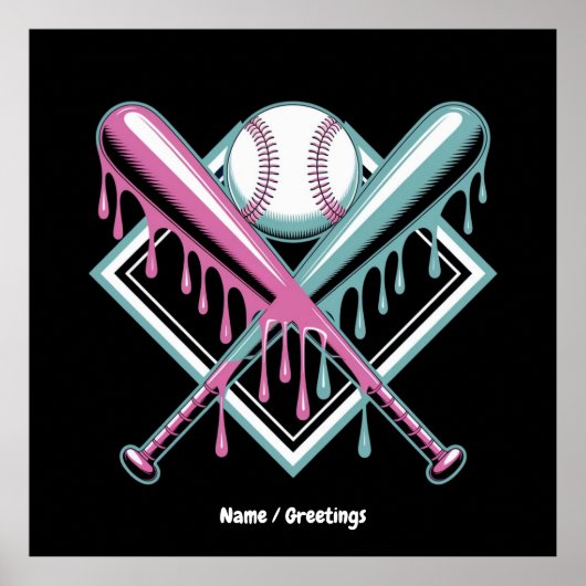 Baseball Drip voor Jongens Ice Cream Bat - Cool Yo Poster (Voorkant)