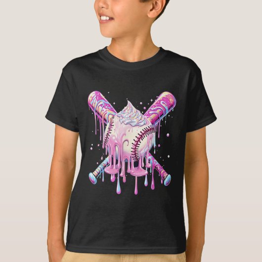 Baseball Drip voor Jongens Ice Cream Drip Jeugd Ba T-shirt (Voorkant)