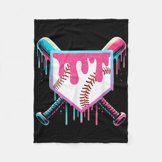 Baseball Drip voor Jongens Ice Cream Drip Jeugd Jo Fleece Deken (Voorkant)