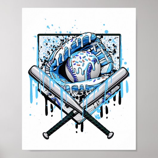 Baseball Drip voor Jongens Ice Cream Drip Jeugd Jo Poster (Voorkant)