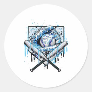 Baseball Drip voor Jongens Ice Cream Drip Jeugd Jo Ronde Sticker