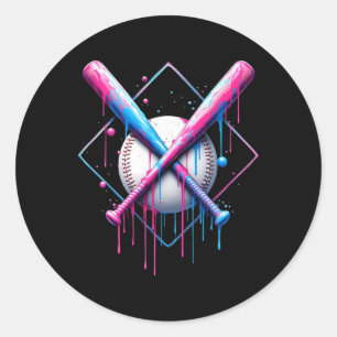 Baseball Drip voor Jongens Ice Cream Drip Jeugd Jo Ronde Sticker