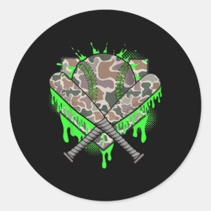 Baseball Drip voor jongens Ice Cream Dripping Boys Ronde Sticker