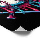 Baseball Dripping Ice Cream Drip Jeugd Jongens Bas Poster (Hoek)