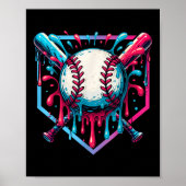 Baseball Dripping Ice Cream Drip Jeugd Jongens Bas Poster (Voorkant)