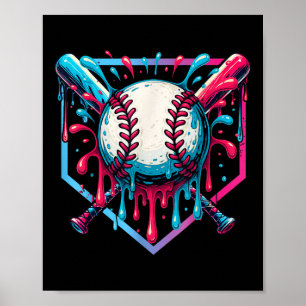 Baseball Dripping Ice Cream Drip Jeugd Jongens Bas Poster
