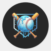 Baseball Dripping Ice Cream Drip Jeugd Jongens Bas Ronde Sticker (Voorkant)