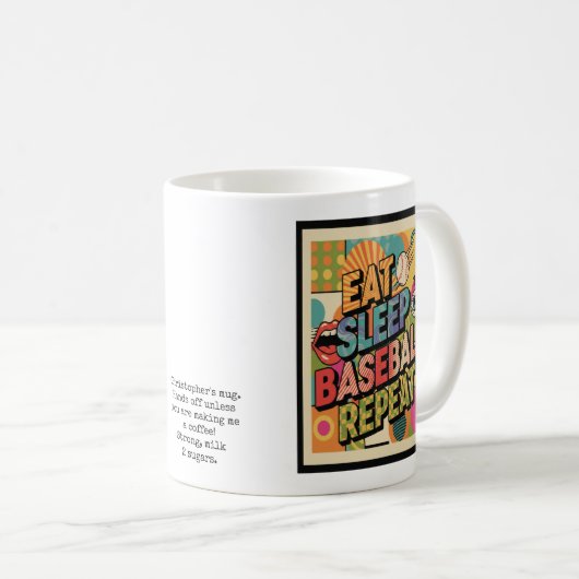 Baseball Eat Sleep Repeat Pop Art Personalized Koffiemok (Voorkant rechts)