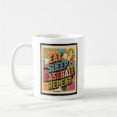 Baseball Eat Sleep Repeat Pop Art Personalized Koffiemok (Links)