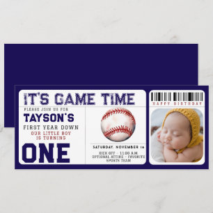 Baseball eerste jaar down 1e verjaardag ticket kaart