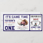 Baseball eerste jaar down 1e verjaardag ticket kaart (Voorkant)