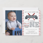 Baseball eerste verjaardag jongen foto kaart (Voorkant)