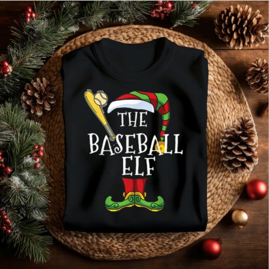 Baseball elf familie bijpassende kerst outfit naam t-shirt