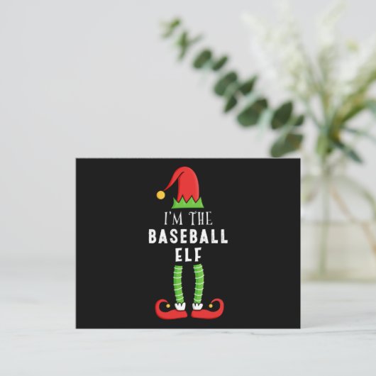 Baseball Elf-kerstwedstrijd - cadeau Briefkaart (Staand voorkant)