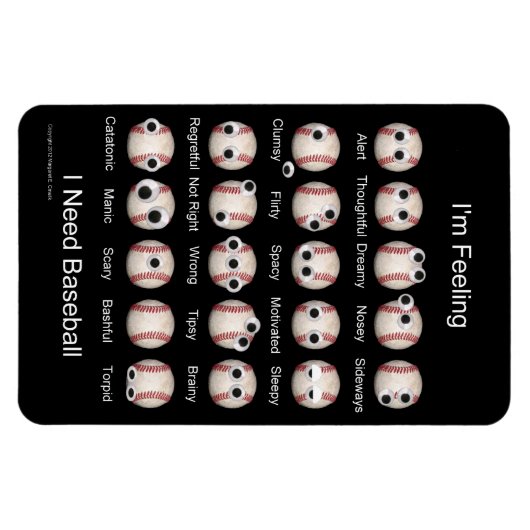 Baseball Emobewegingen Magnet Magneet (Horizontaal)