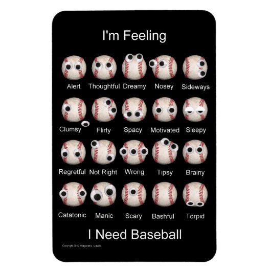 Baseball Emobewegingen Magnet Magneet (Verticaal)