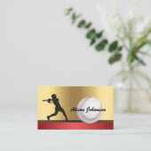 Baseball emphasis with female silhouette Baseball  Visitekaartje (Staand voorkant)