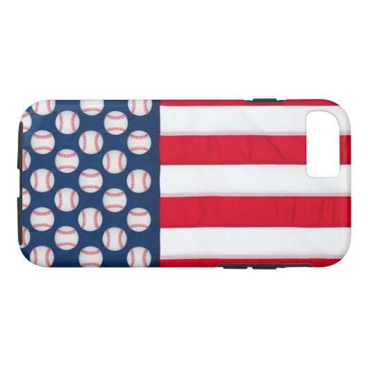 Baseball- en Amerikaanse vlag-telefoon Case-Mate iPhone Case (Achterkant (Horizontaal))