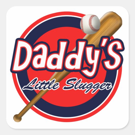 Baseball en Bat Daddy's Little Slugger Vierkante Sticker (Voorkant)
