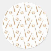 Baseball en Bat Ronde Sticker (Voorkant)
