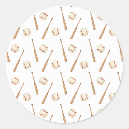 Baseball en Bat Ronde Sticker (Voorkant)