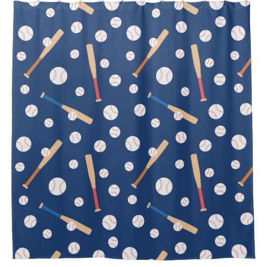 Baseball- en Bat-sportpatroon Douchegordijn (Voorkant)